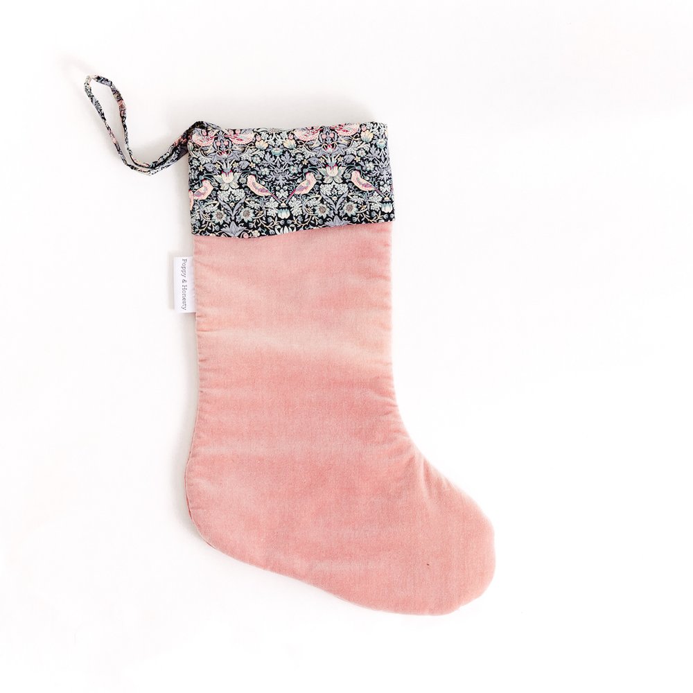 Christmas Stocking made with Liberty Fabric Strawberry Thief'