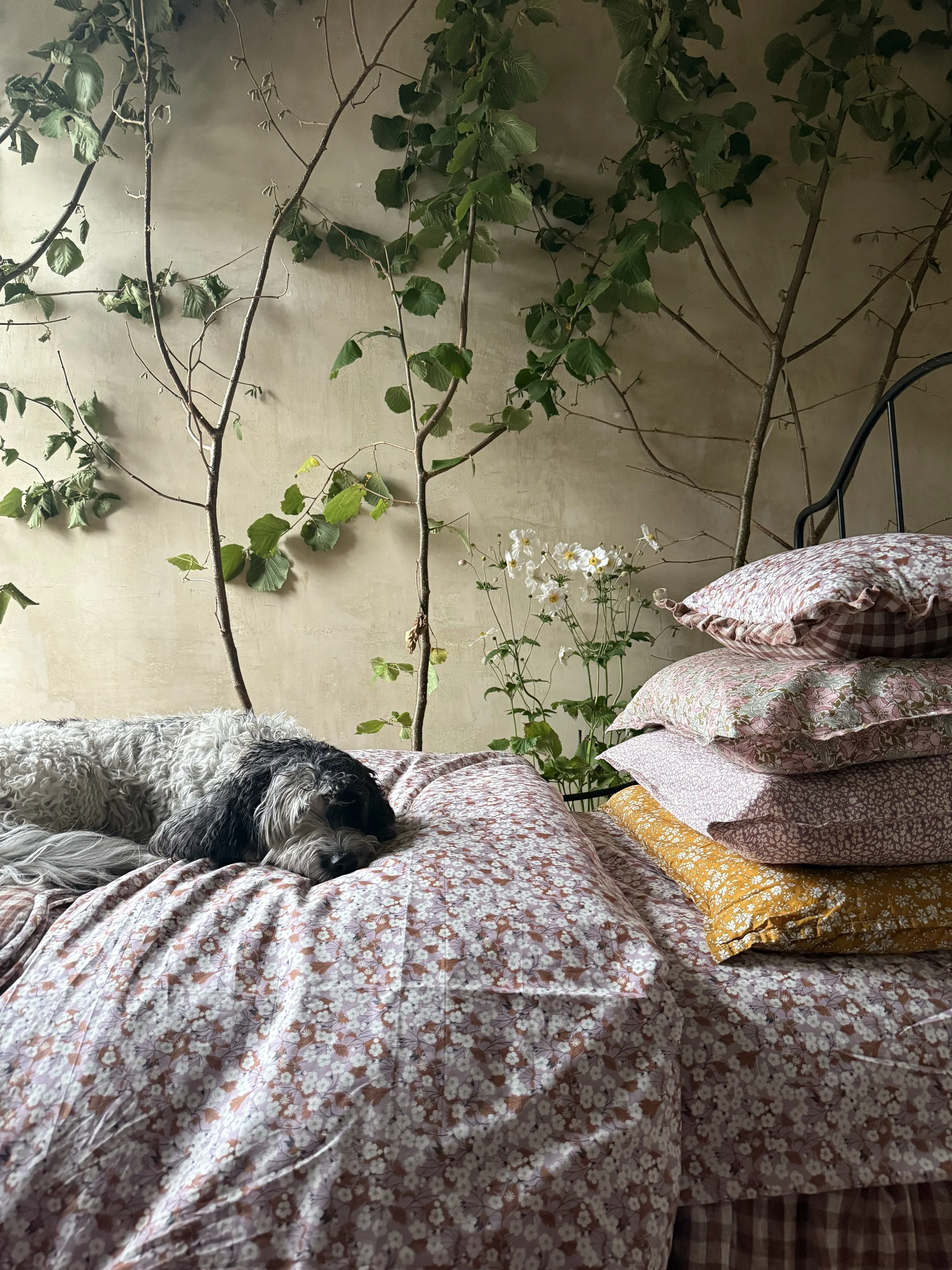 Pillowcase made with Liberty Fabric 'Feather Fields'