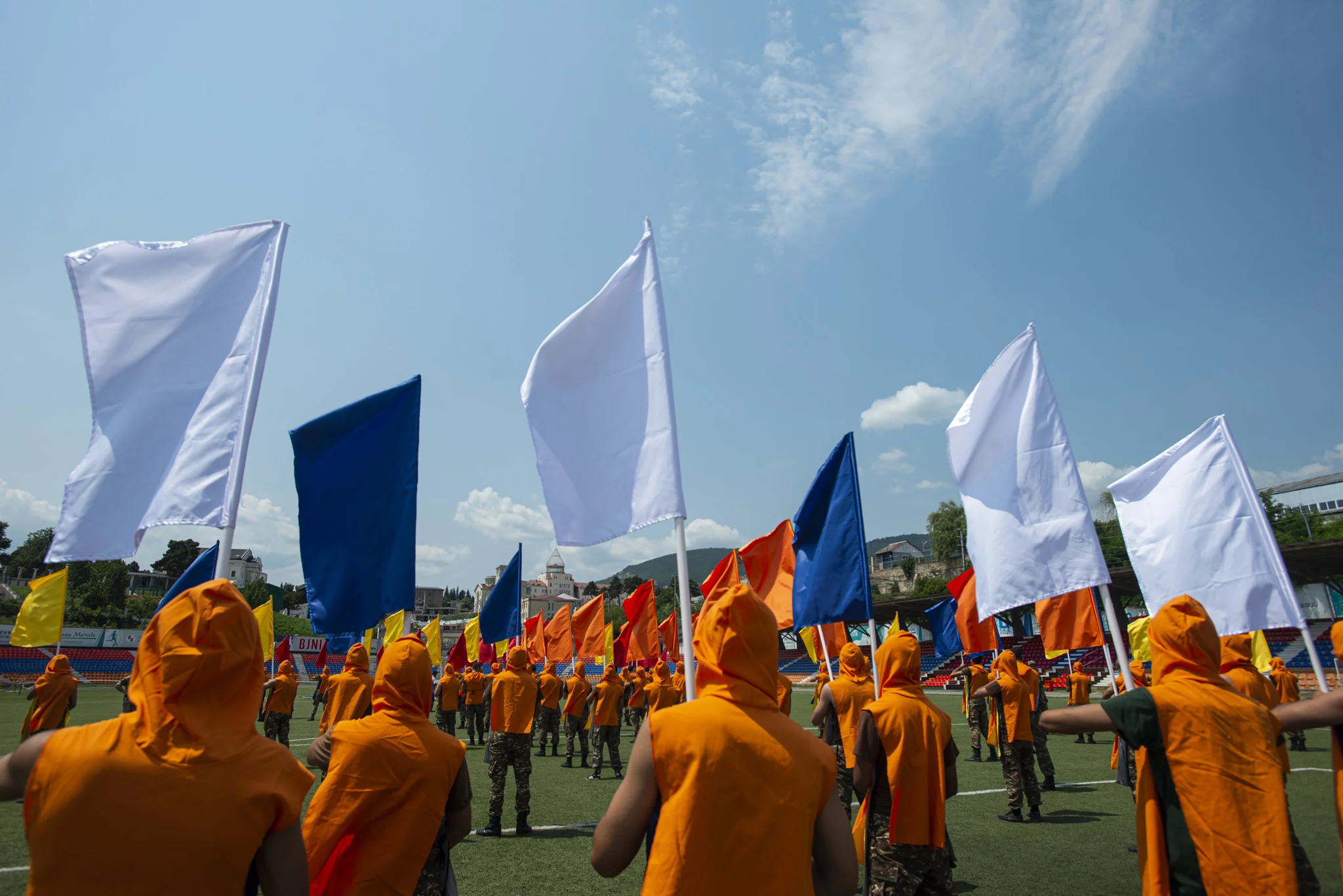 flags in a parade, stepanakert, armenia.jpg