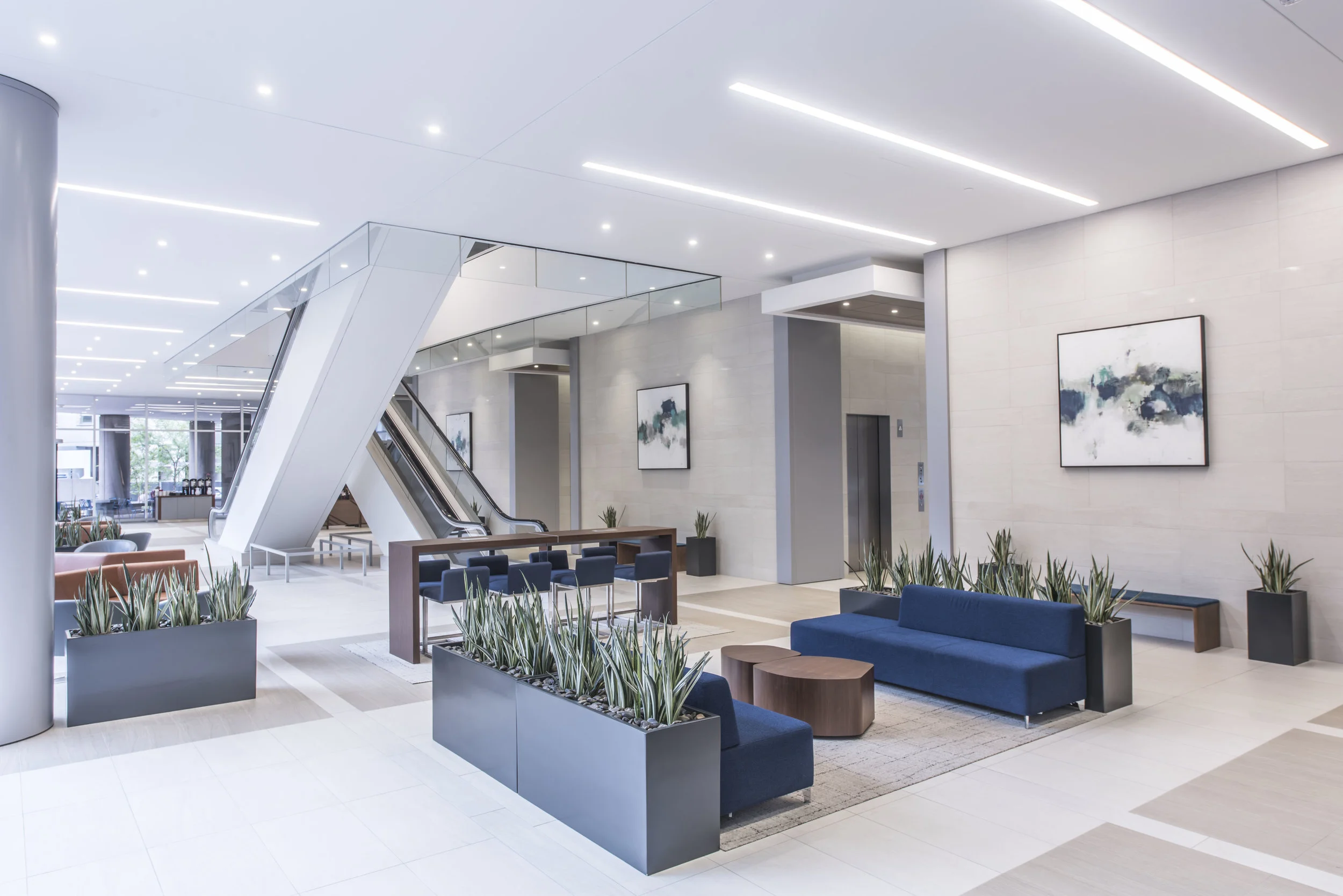 Back lobby – complete with a media wall, plentiful open lounge seating, and Em’s Breads