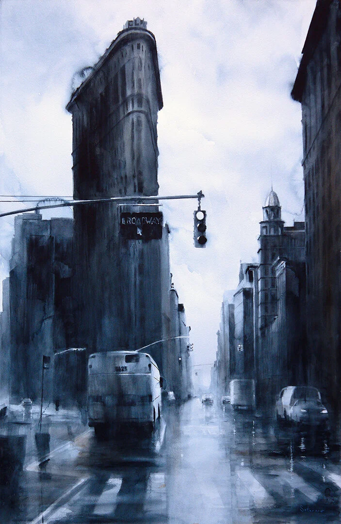 West 23rd Street & 5th Ave, rain (The Flatiron Building)