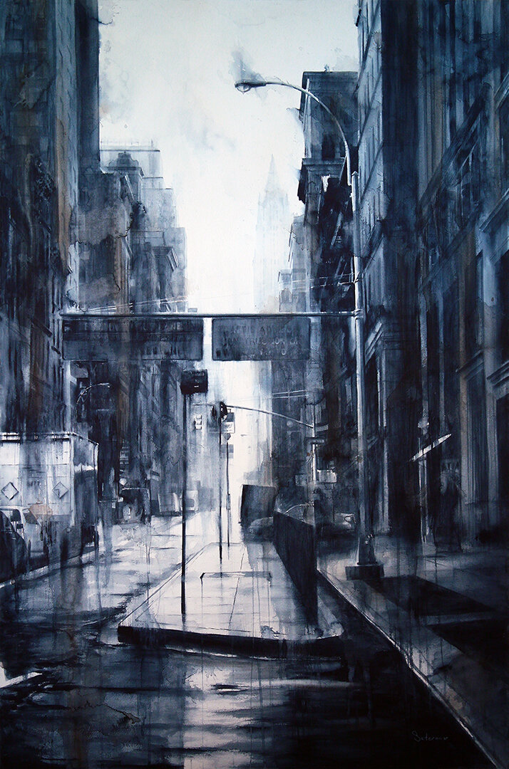 Lower Broadway, rain