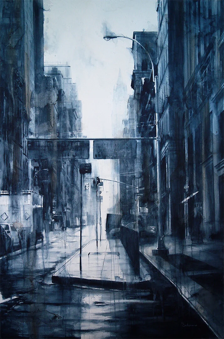 Lower Broadway, rain