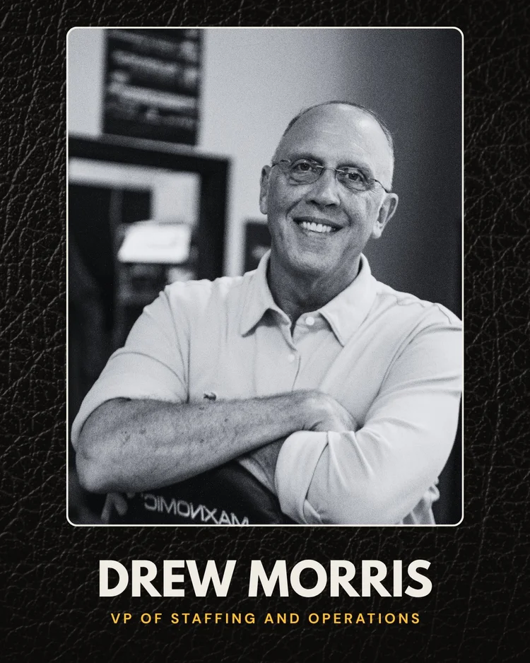 Drew Morris, VP of Staffing and Operations, black and white