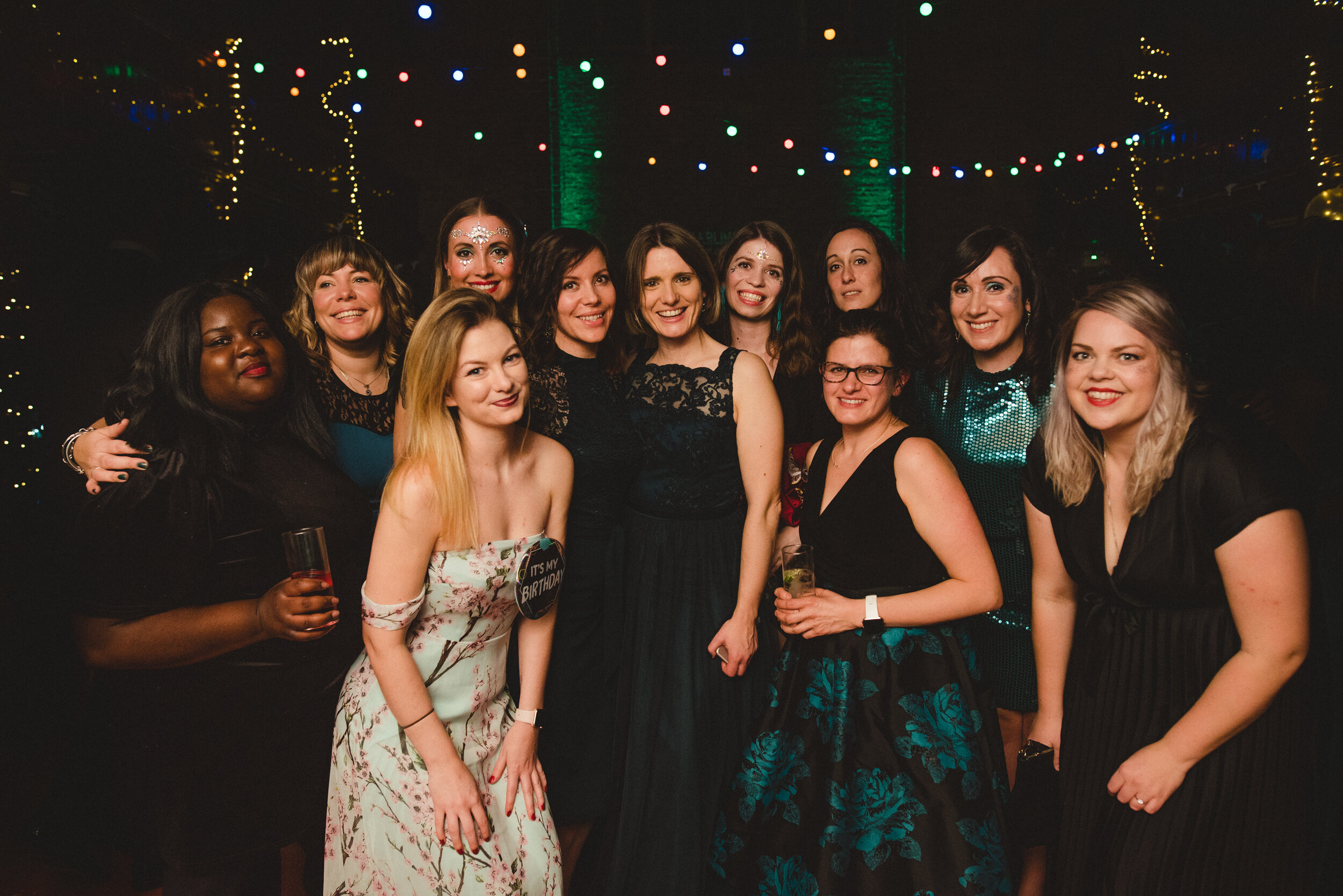 Committee members of the Starling Arts Black and Teal Ball, London 2019. Photo by Alice the Camera 