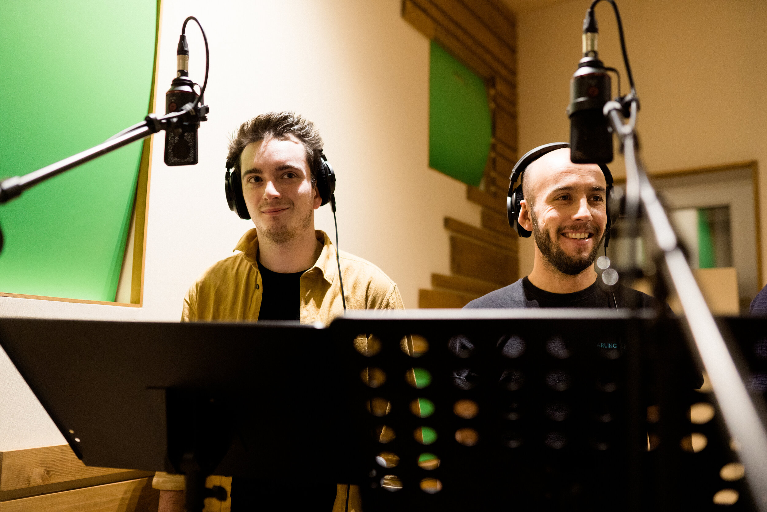 Male choir members in London record with Starling Arts. Photo by Florence Fox