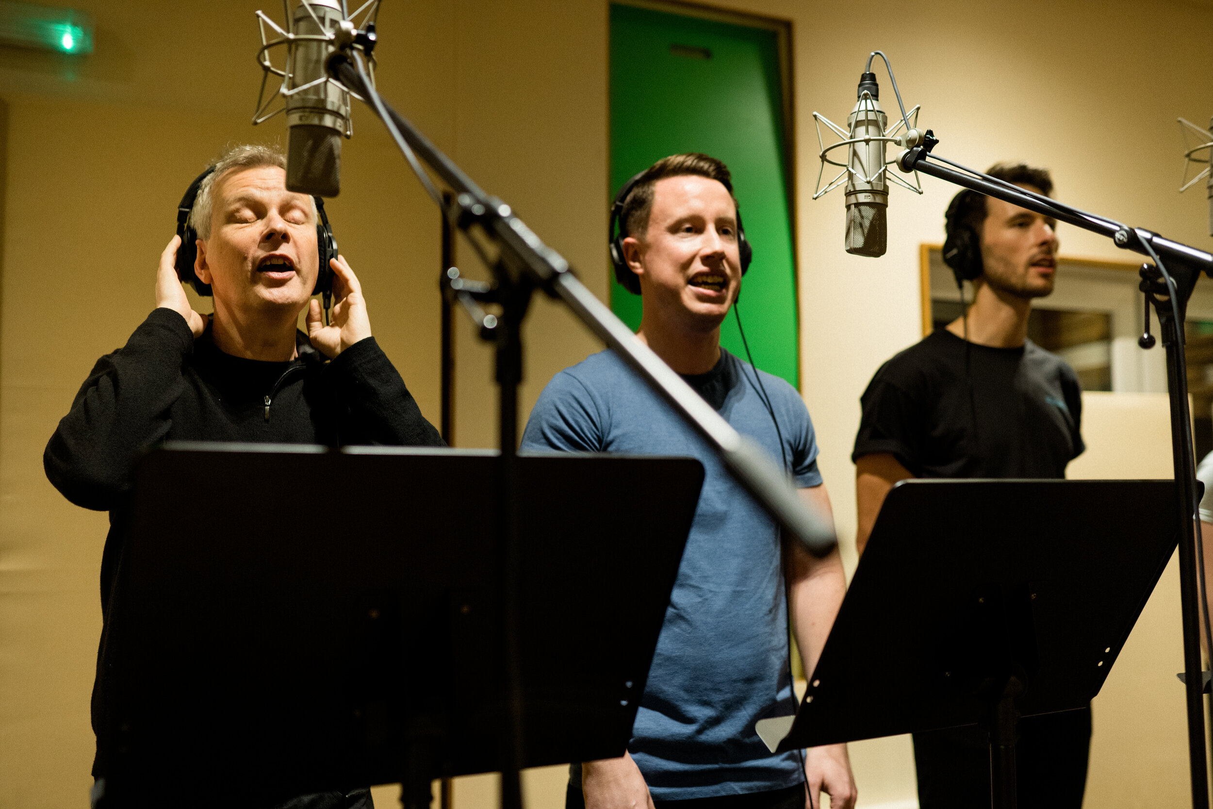 Male choir members in London record with Starling Arts. Photo by Florence Fox