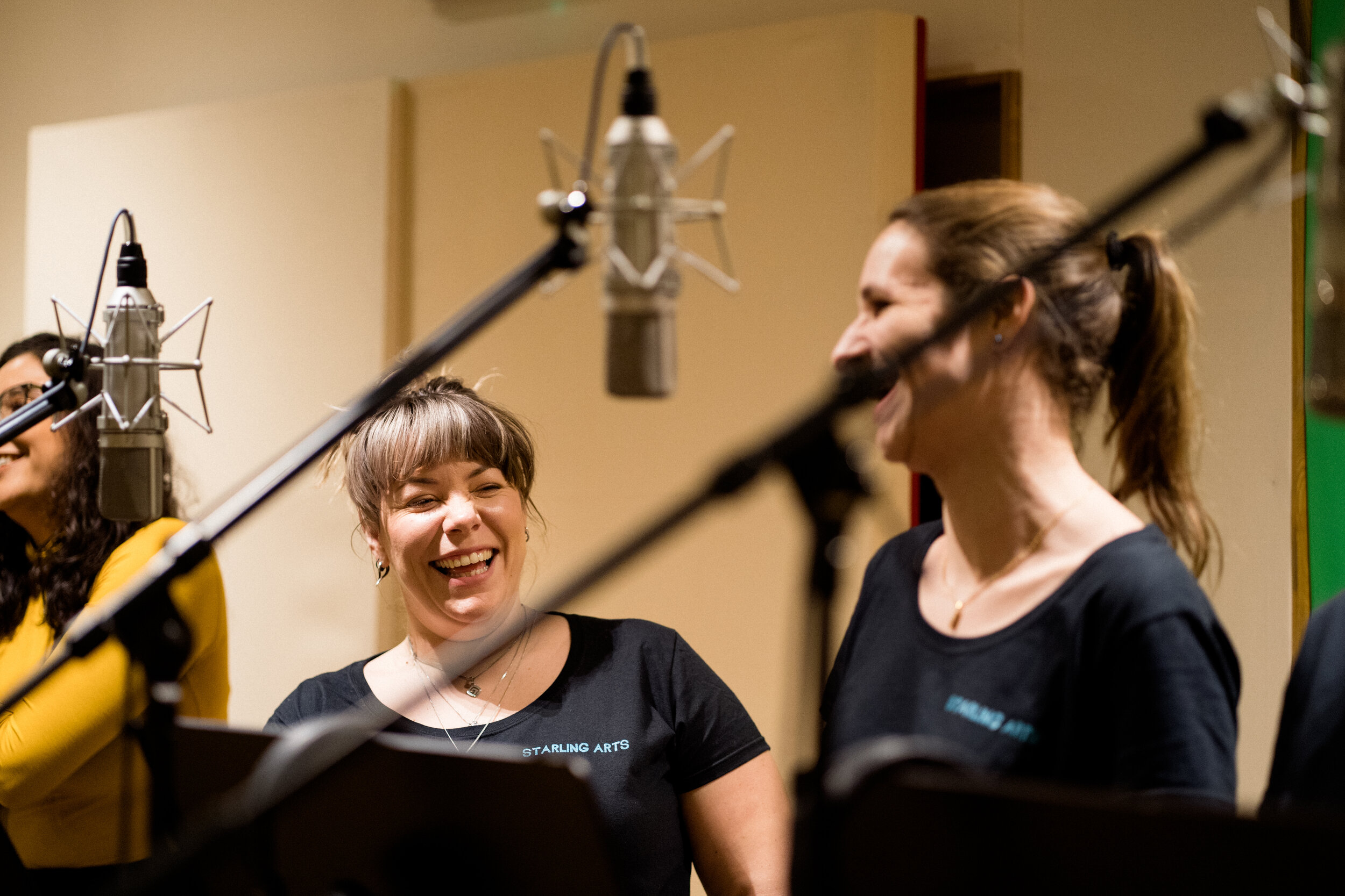 Choirs in the recording studio. Photo by Florence Fox