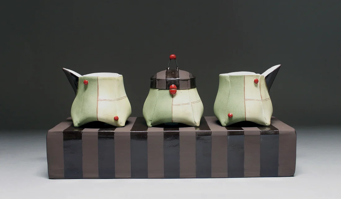 Cream, Sugar, and Milk Set with Brick