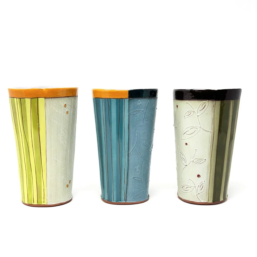 Floral and Striped Tumbler