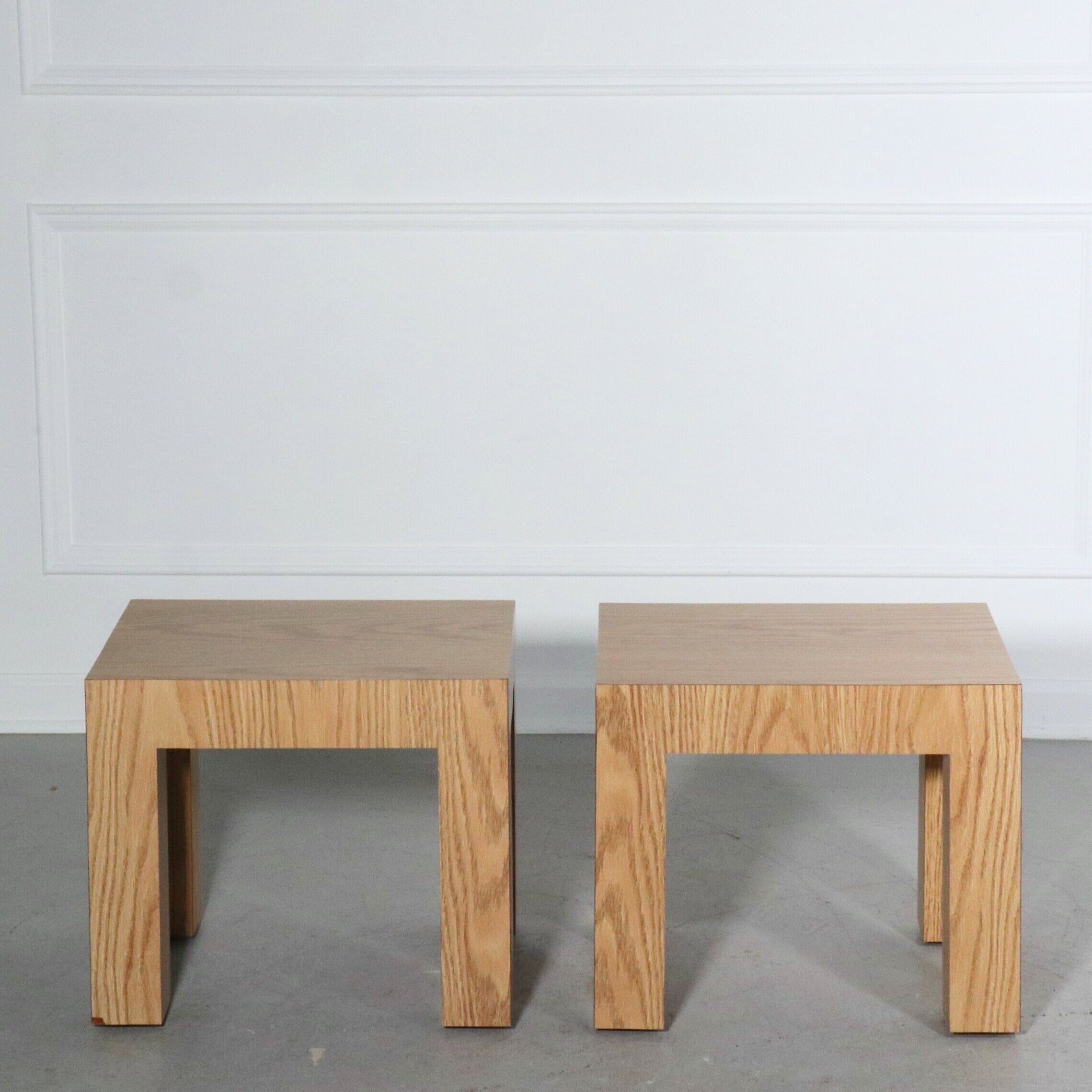 Modern Parsons Faux Woodgrain Side Tables - Pair