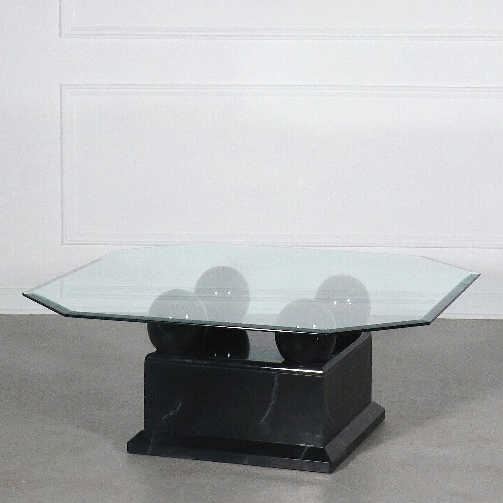 Modern Faux Black Marble Sphere Coffee Table