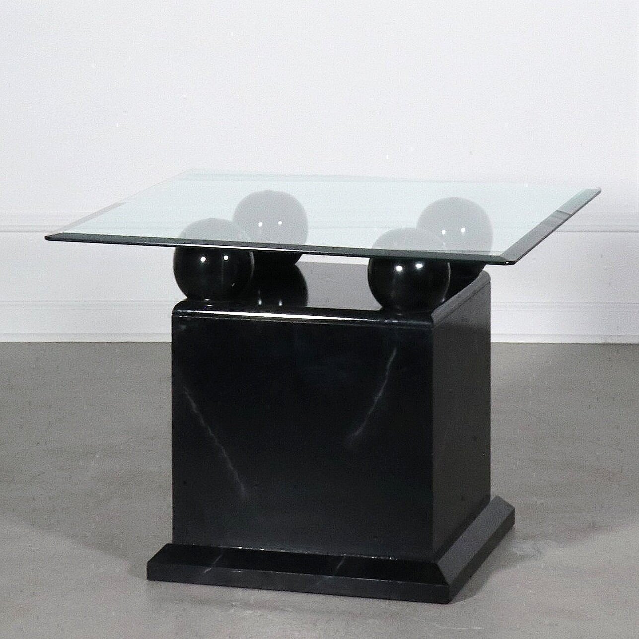 Modern Faux Black Marble Sphere Side Table