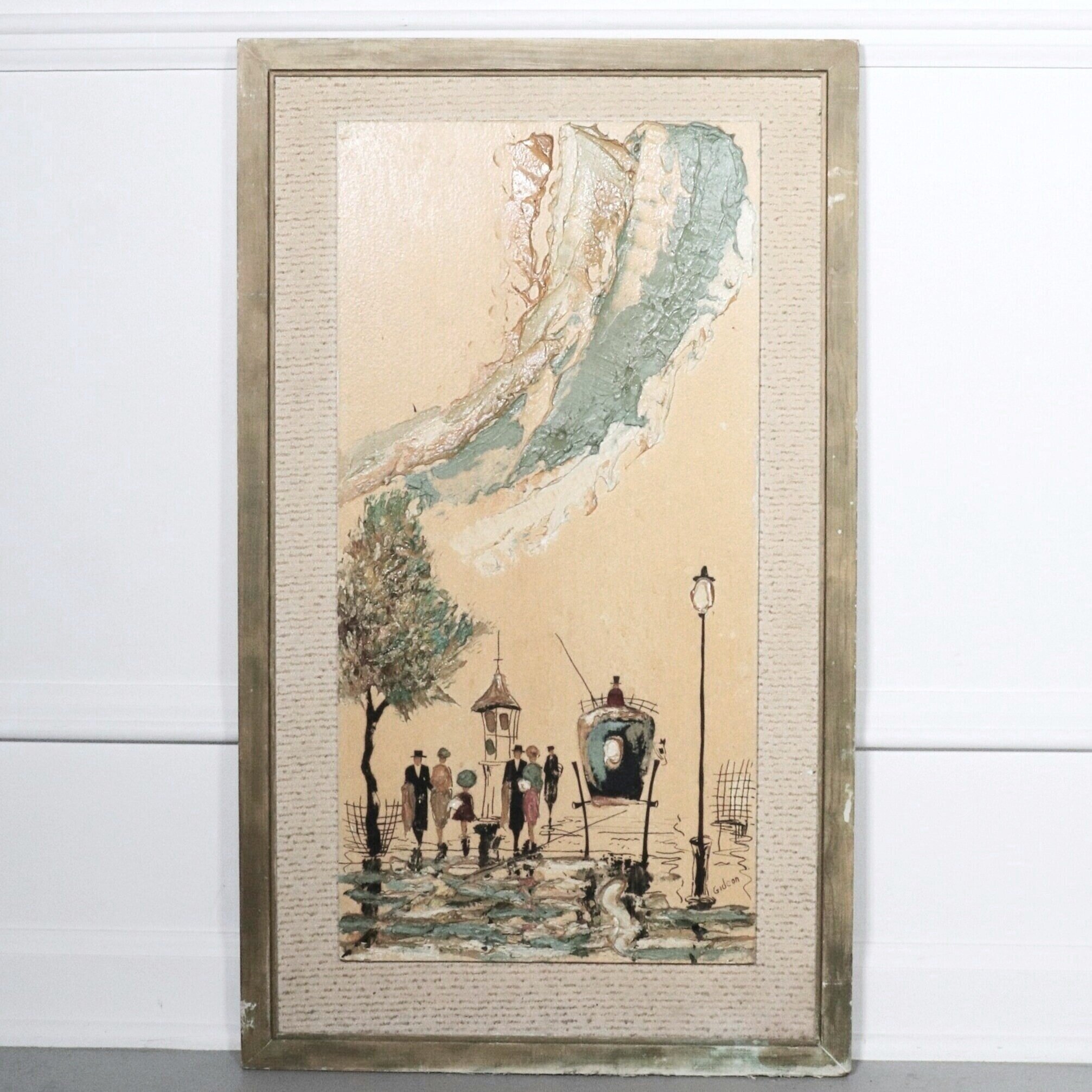 Listed American Artist Elmo Gideon Fine Original Oil French Street Scene