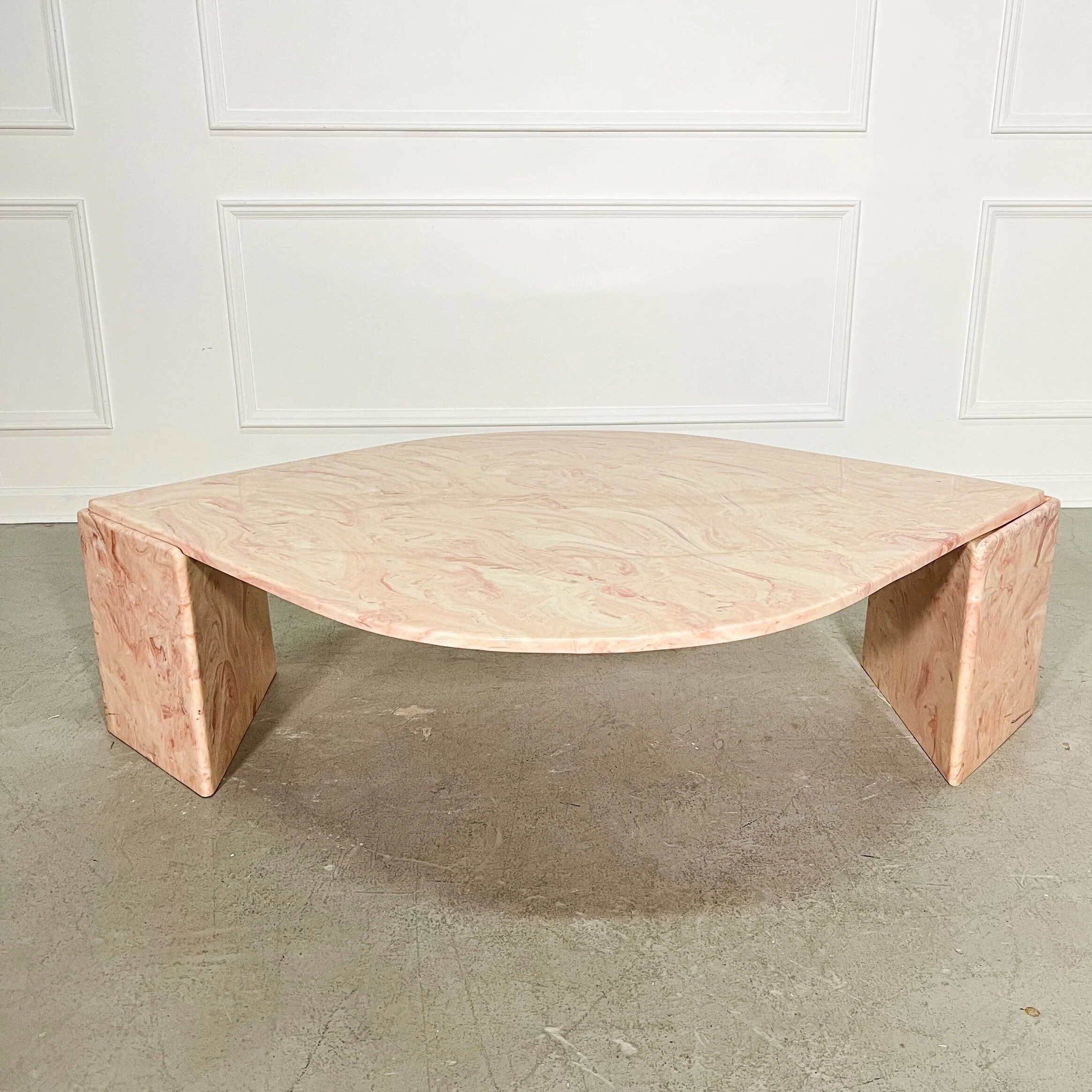 80-90's イタリア ヴィンテージテーブル アールデコ ポストモダン 80's Postmodern Rose Marbleized Eye Coffee Table — Casa Boheme