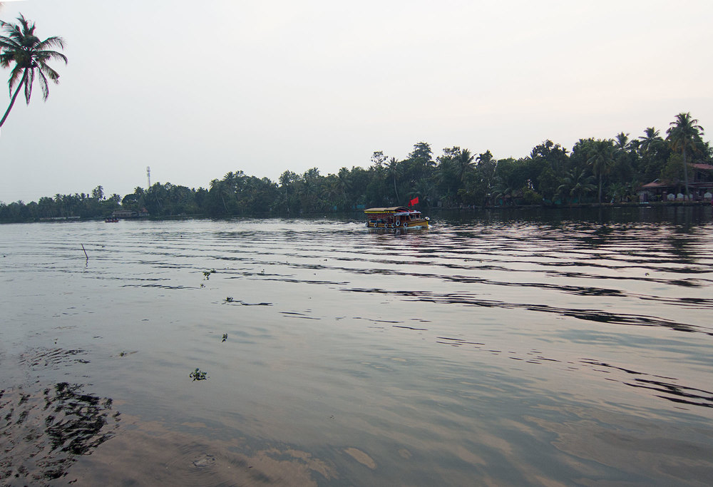 View of the river at dusk.