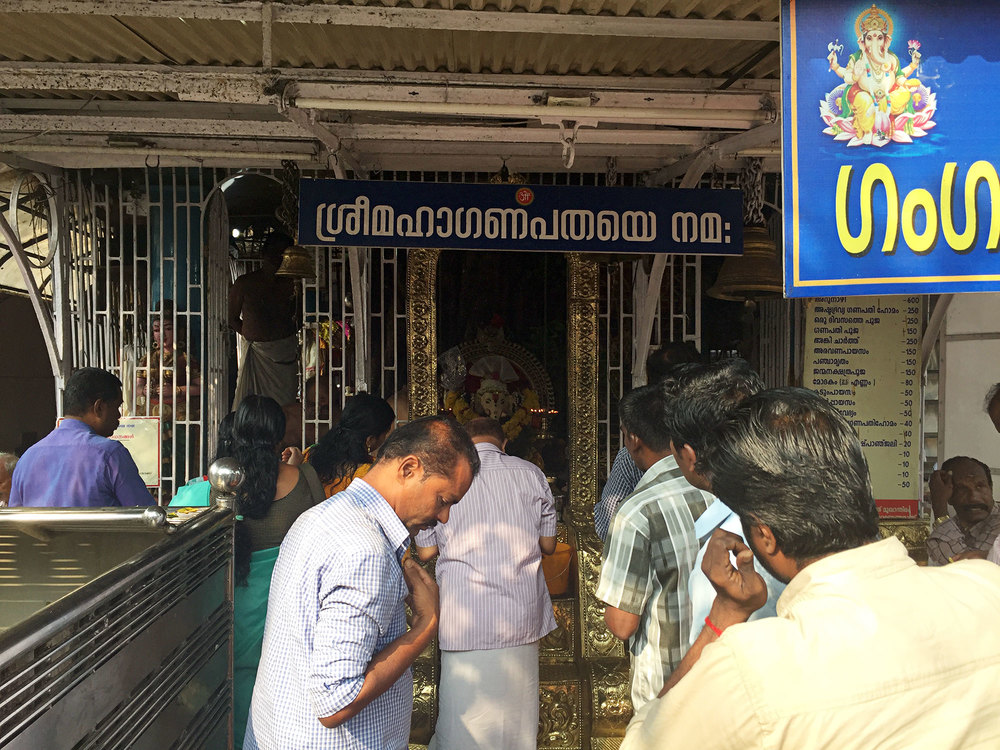 Devotees at Aalin Thara Ganapathi Temple.