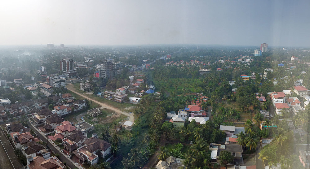 Looking out of the window down on Kochi from the Marriott.