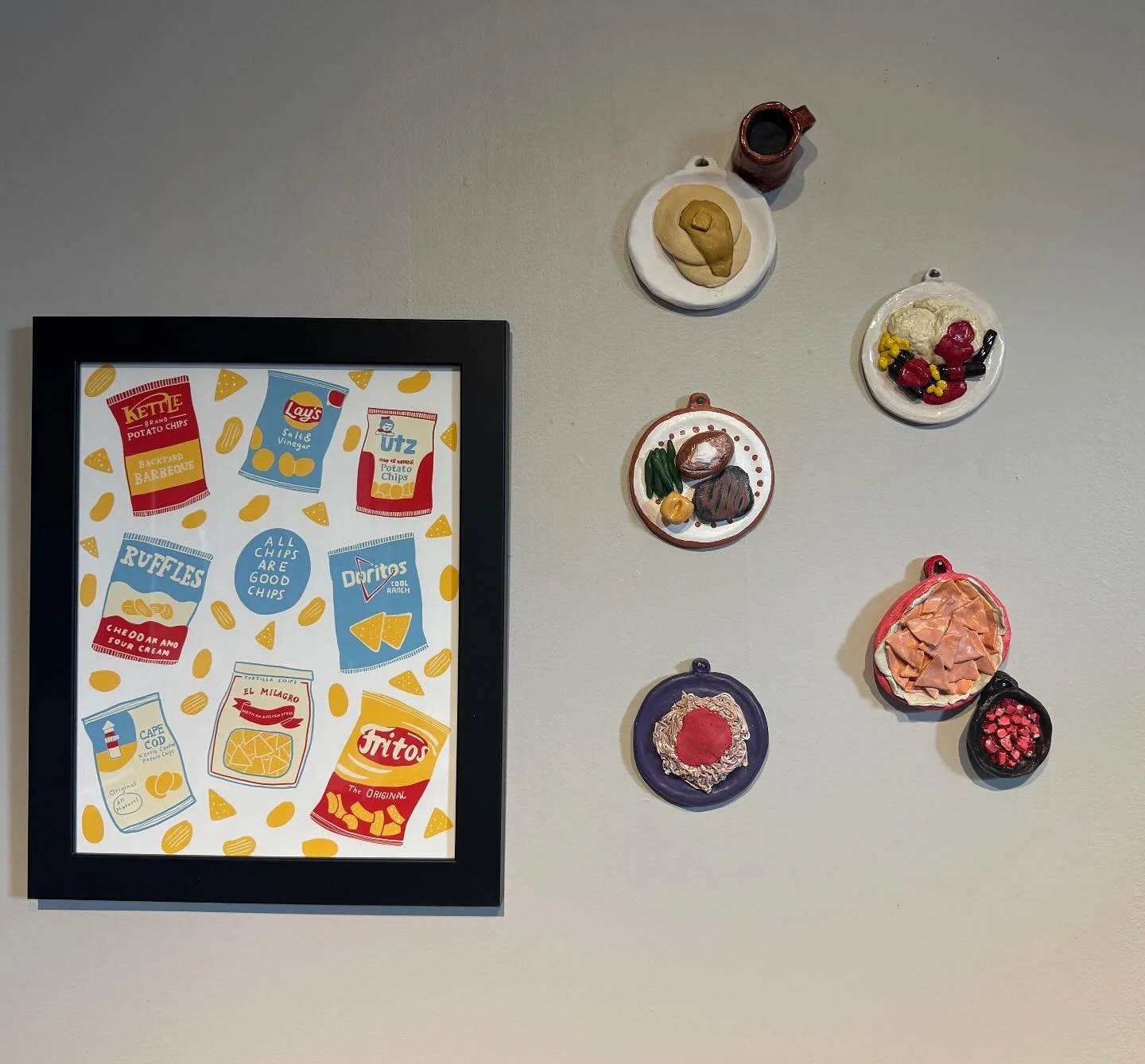Comfort food wall has finally begun!!! 🥞☕️🍝🥔🍅🌽🥩🫛🌯 @penguinfootpottery