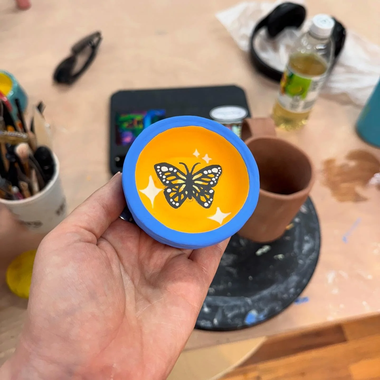 Yesterday&rsquo;s underglaze project 🦋🦋🦋 (ft. beginning the process on catching up on 3 entire seasons of drag race 😳)