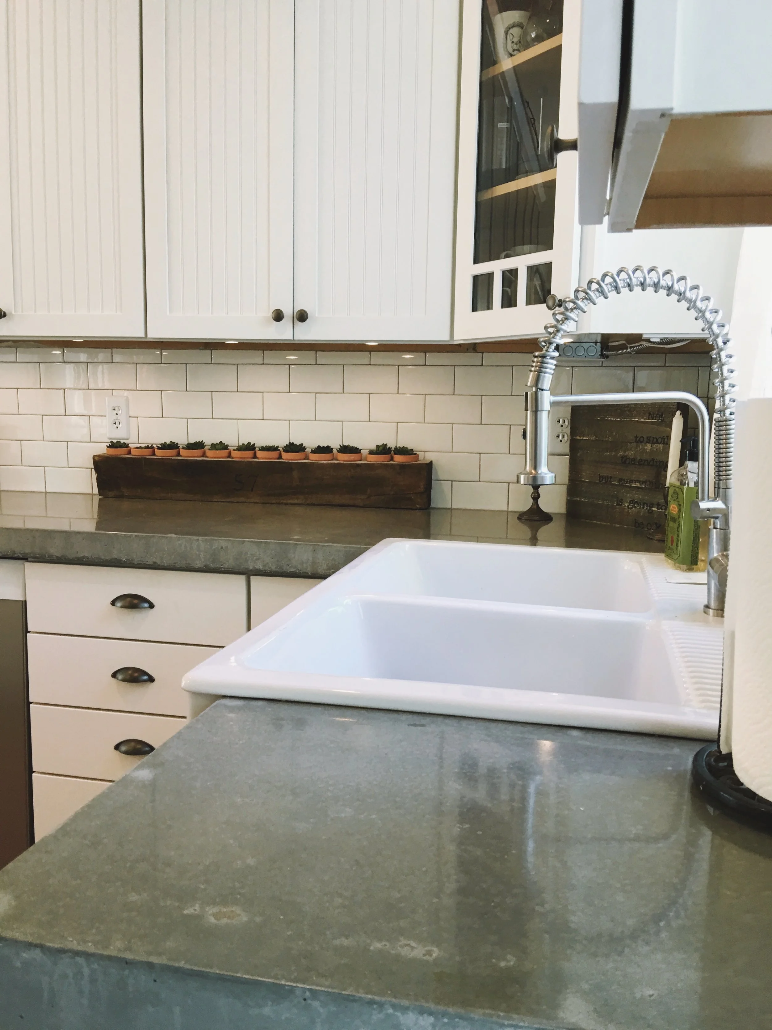 Custom concrete countertop polished to high gloss finish
