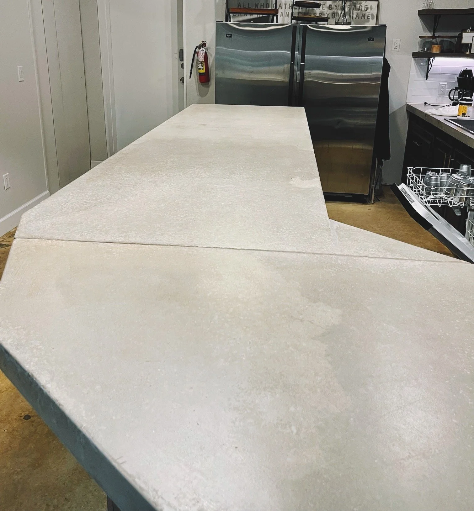 Custom concrete countertop at First Love Church kitchen renovations
