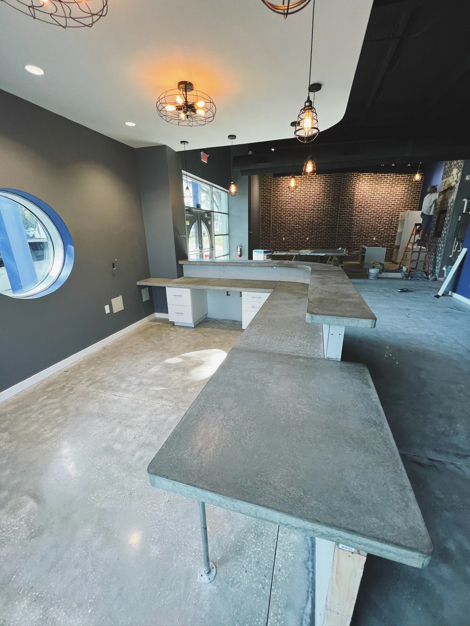 Concrete countertop at a natural gas company