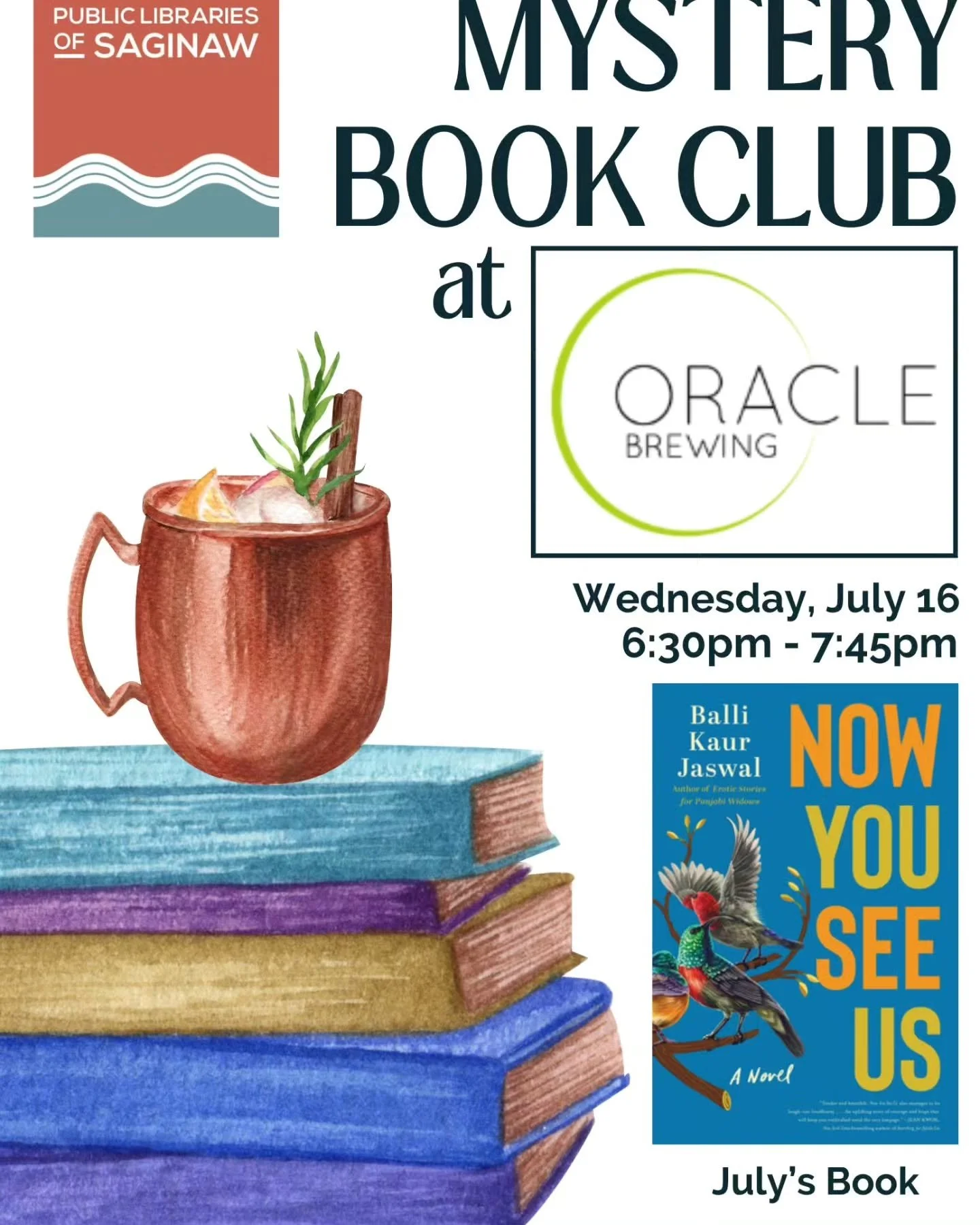 Here are the next two Mystery Book Club meetings for July &amp; August with the @publiclibrariesofsaginaw 📚 📖 🍻