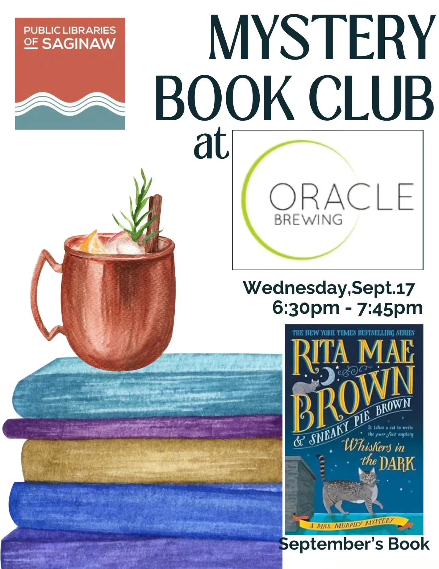 Next week, we have the @publiclibrariesofsaginaw coming in for our monthly Mystery Book Club!