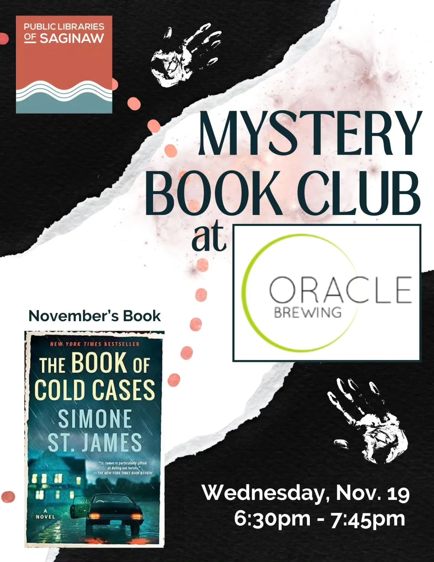 Join Carrie this Wednesday, Nov 19th, for our monthly Mystery Book Club