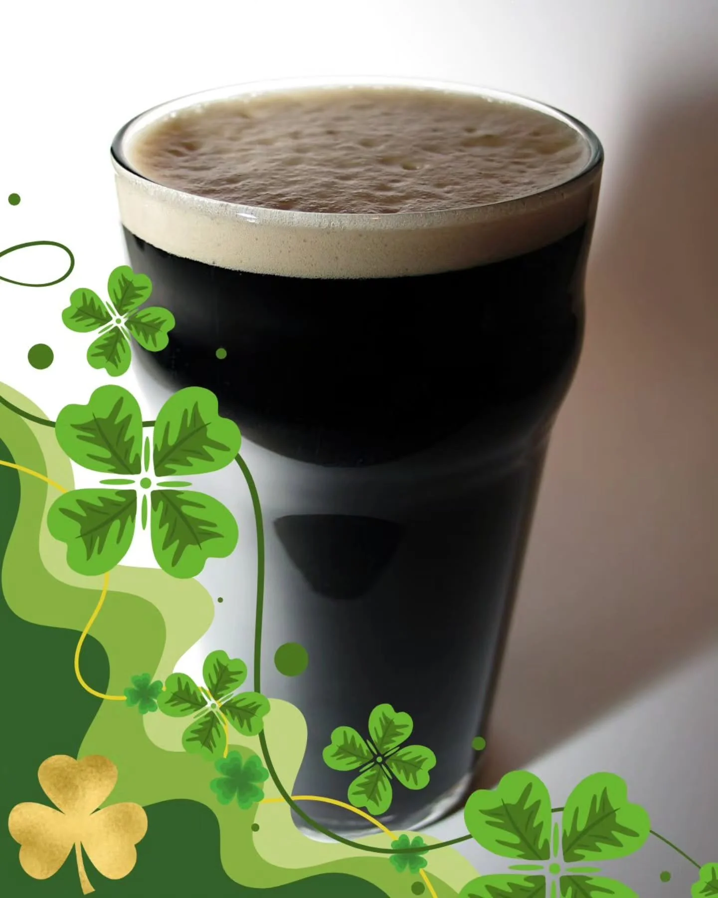 ☘️ We'll be tapping this delicious Nitro Dry Stout on Tuesday, St. Patty's Day 🍀