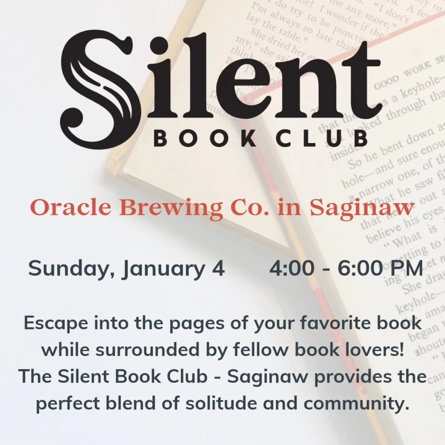Escape the post-holiday rush. ☕️🍺🍵🍷 Join @sbcsaginaw one week from today on Jan 4th. It&rsquo;s simple: bring a book, grab a drink, and settle in for some quiet reading time. See you there! ☕️🍺🍵🍷