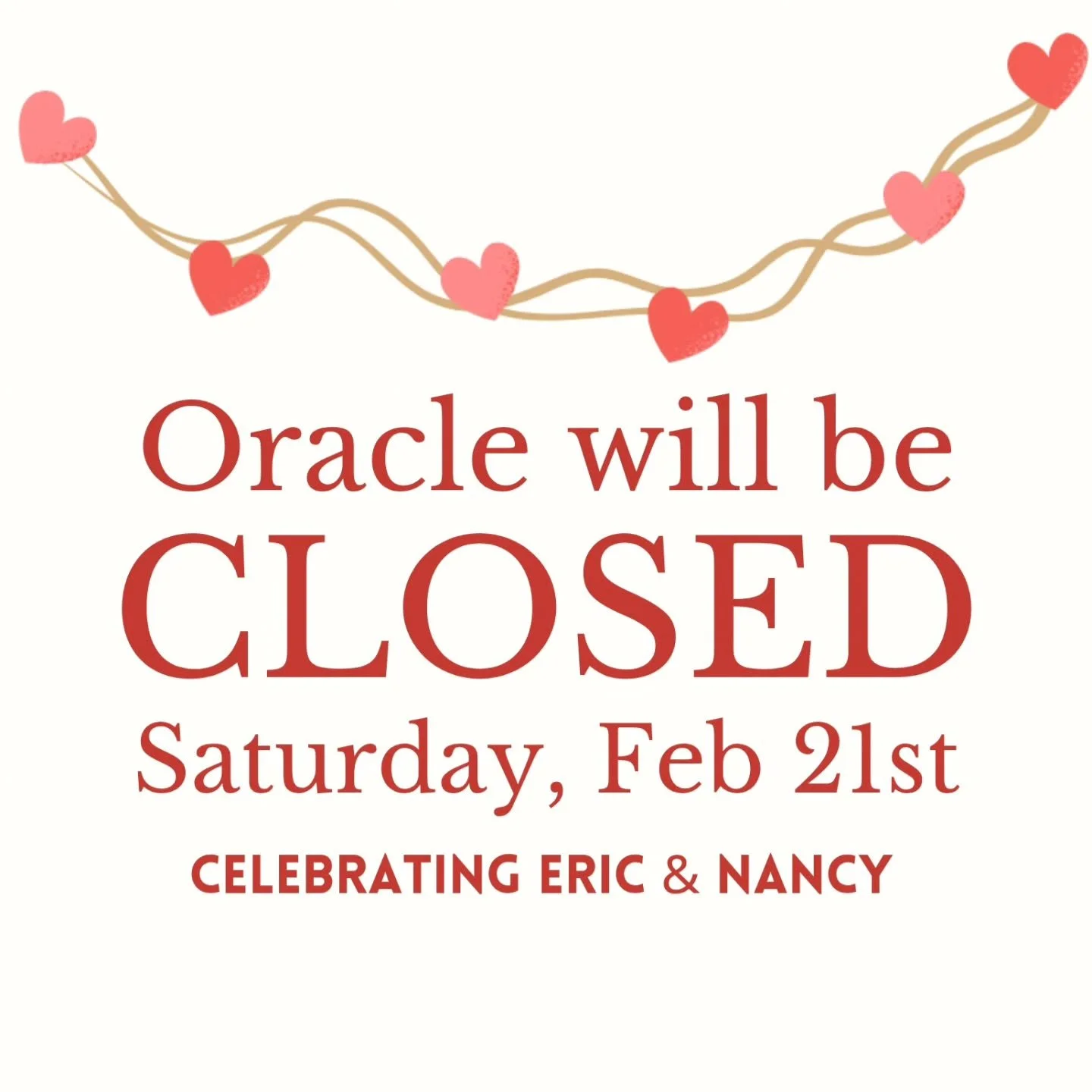 ❤️ Oracle Brewing will be closed to the public this Saturday for a special celebration! ❤️ 

If you're looking for a place to rent out for any events, please contact us for more details.