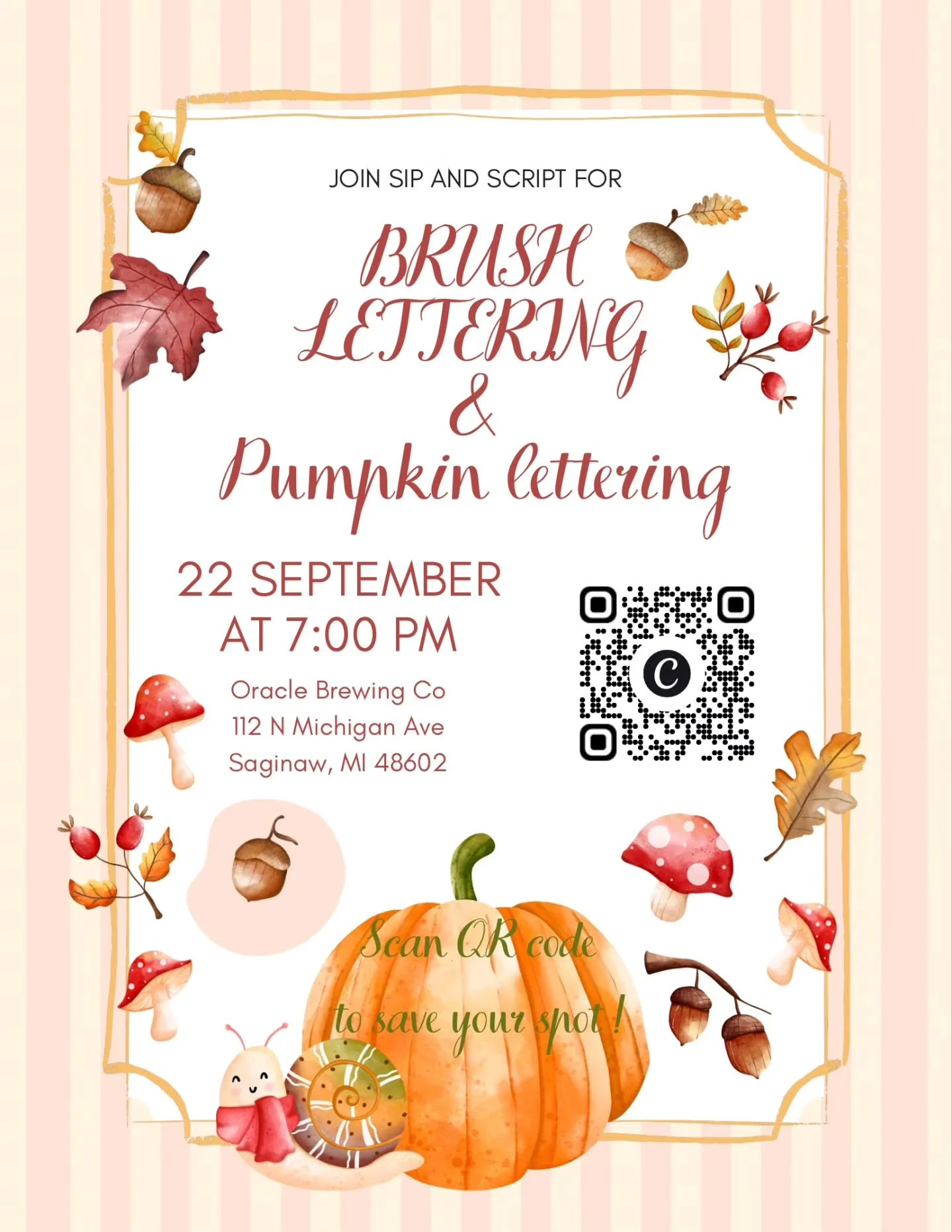 Ready to get crafty this season? Sip &amp; Script is hosting our 3rd brush lettering workshop at Oracle Brewing! Learn the essentials, create custom 4" faux pumpkins to take home, and keep the full supply kit. Whether you're a total beginner or 