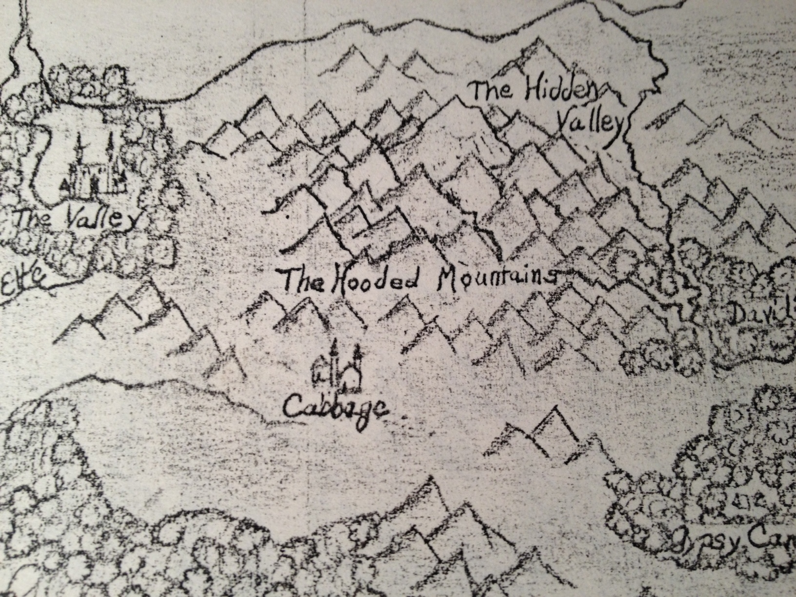 Close up of a portion of the map drawn by Sara.