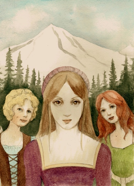 This is the draft watercolor sketch for the cover of Journey to Wizards' Keep by artist Shanon Playford.