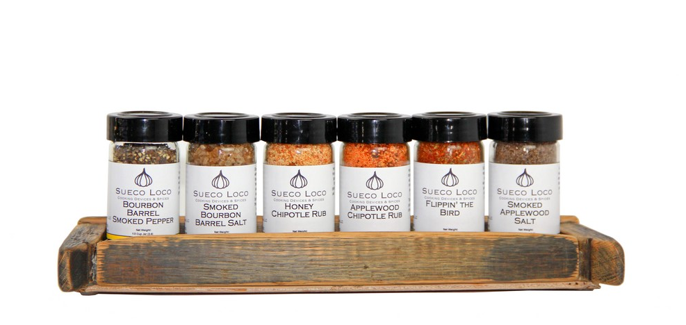 Spice Rack Loaded with Salt, Pepper & Rubs