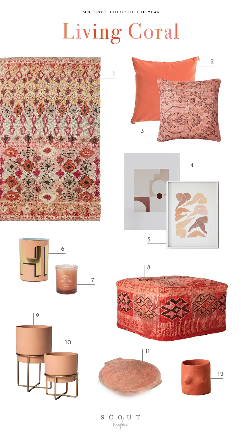 1. Rug | 2. Velvet Pillow | 3. Kilim Pillow | 4. Oak Gallery Print | 5. Digital Thigh Print | 6. “Hi” Candle | 7. Orange Lemongrass Candle | 8. Moroccan Pouf | 9. Stoneware Planter Small | 10. Stoneware Planter Large | 11. Dough Bowl | 12. Nude Planter