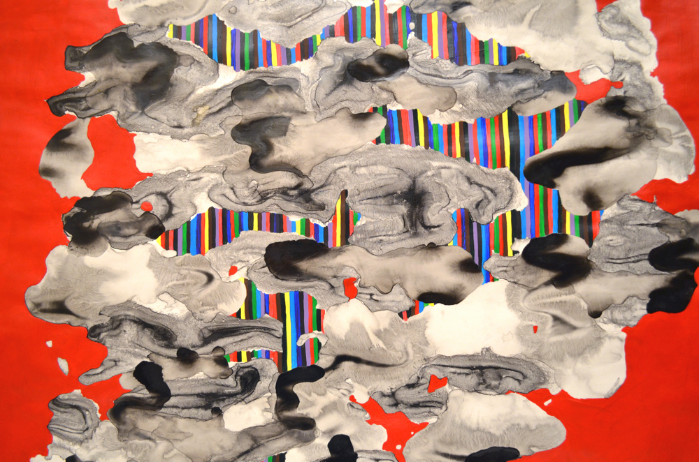 Cadmium Drift 2015 acrylic, chinese ink on paper 25x25 available