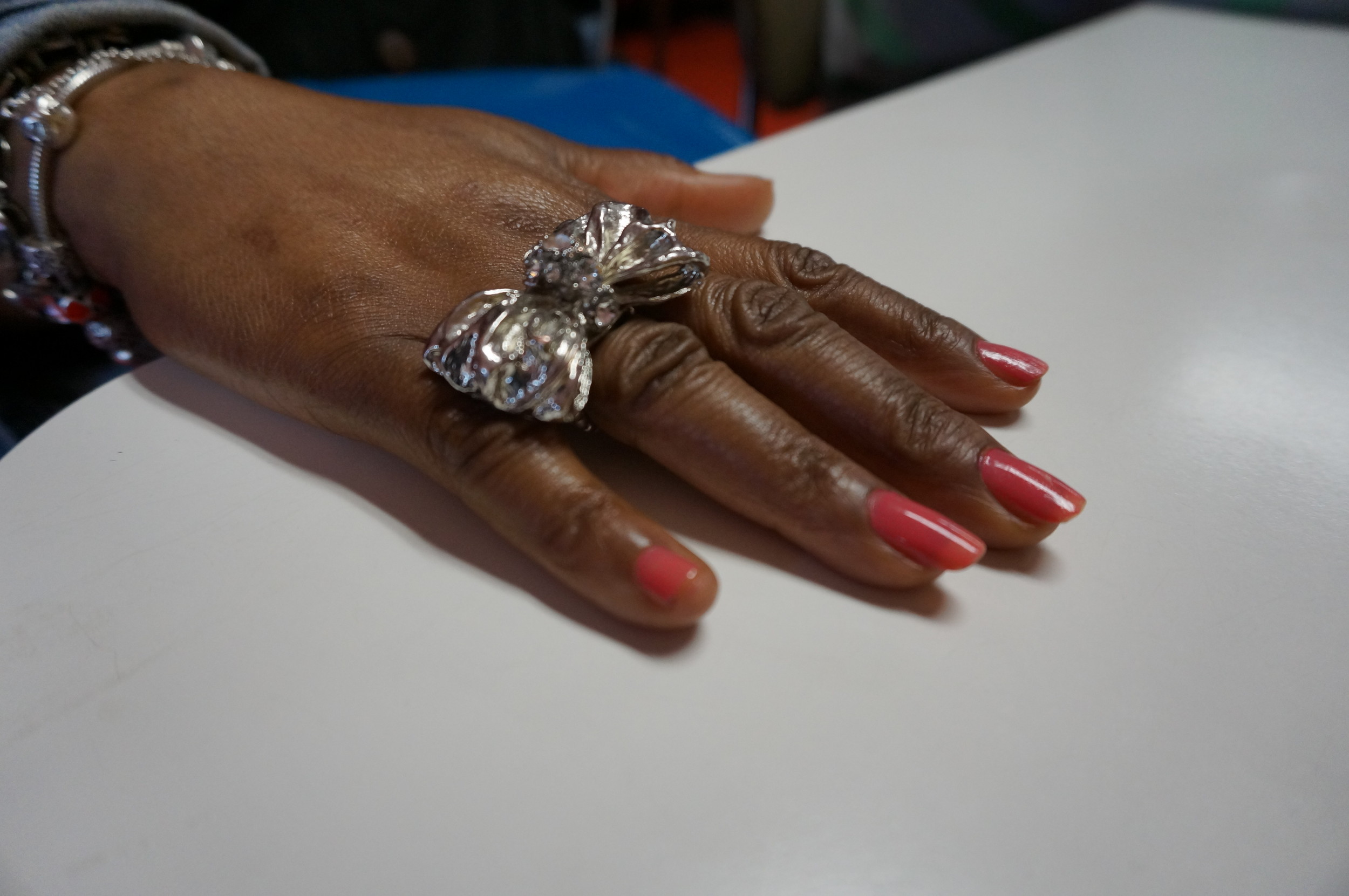  My mother wanted me to take a picture of her ring and nails lmao!&nbsp; 