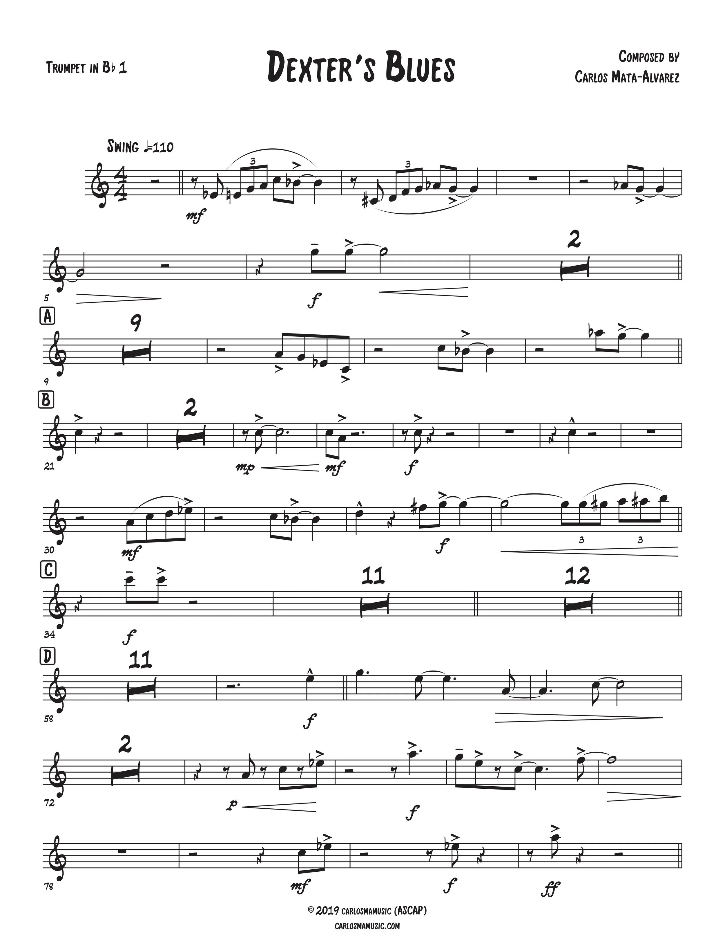 Dexter's Blues - Trumpet in Bb 1 Pg 1.jpg
