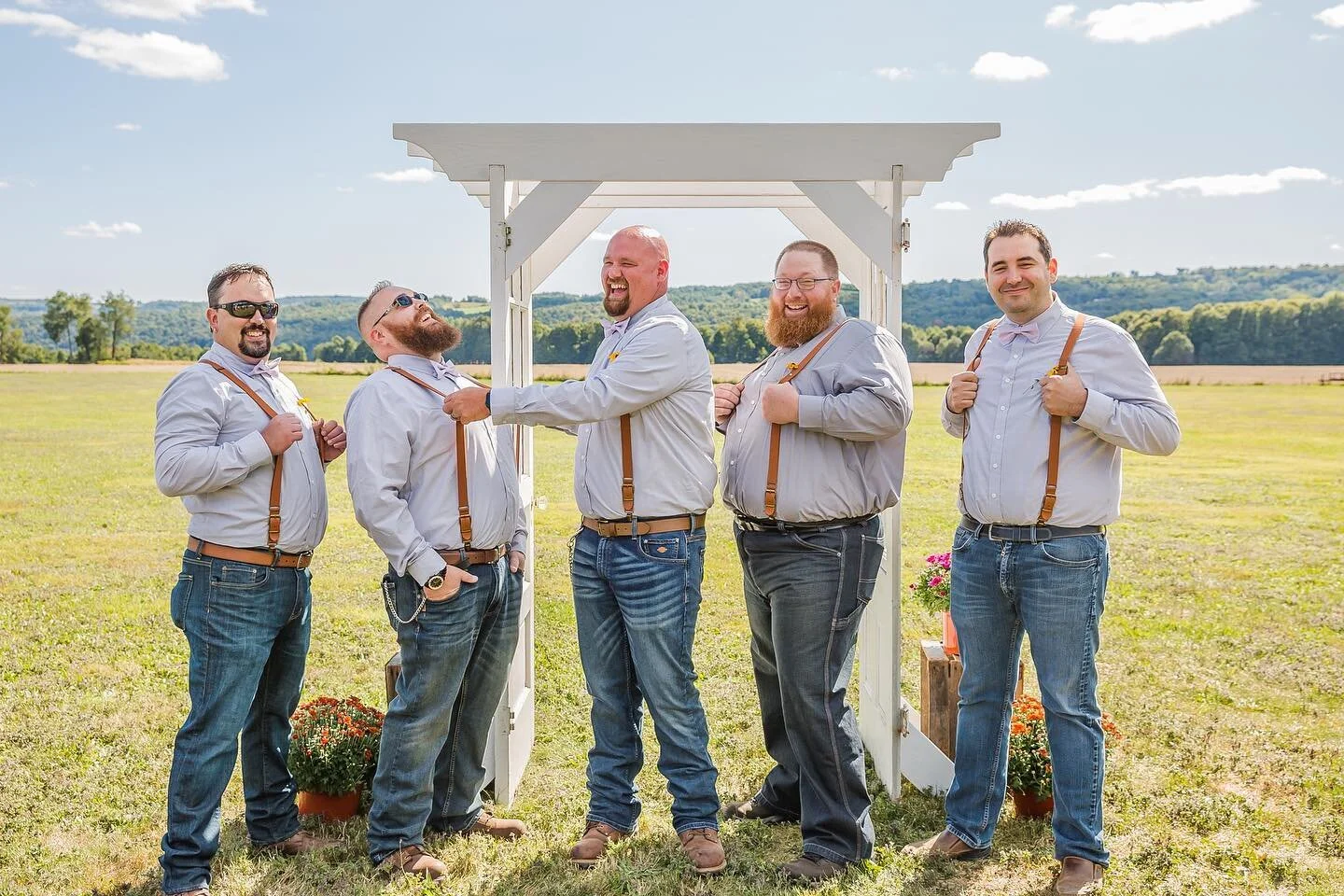 Suspenders are the way to go. They make for a good distraction and keep the groom entertained when there&rsquo;s some downtime! 🤵&zwj;♂️