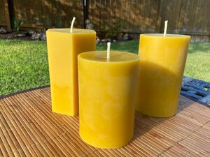 100% Pure Beeswax Candles Handmade 6x3 Inches Round Pillar Natural