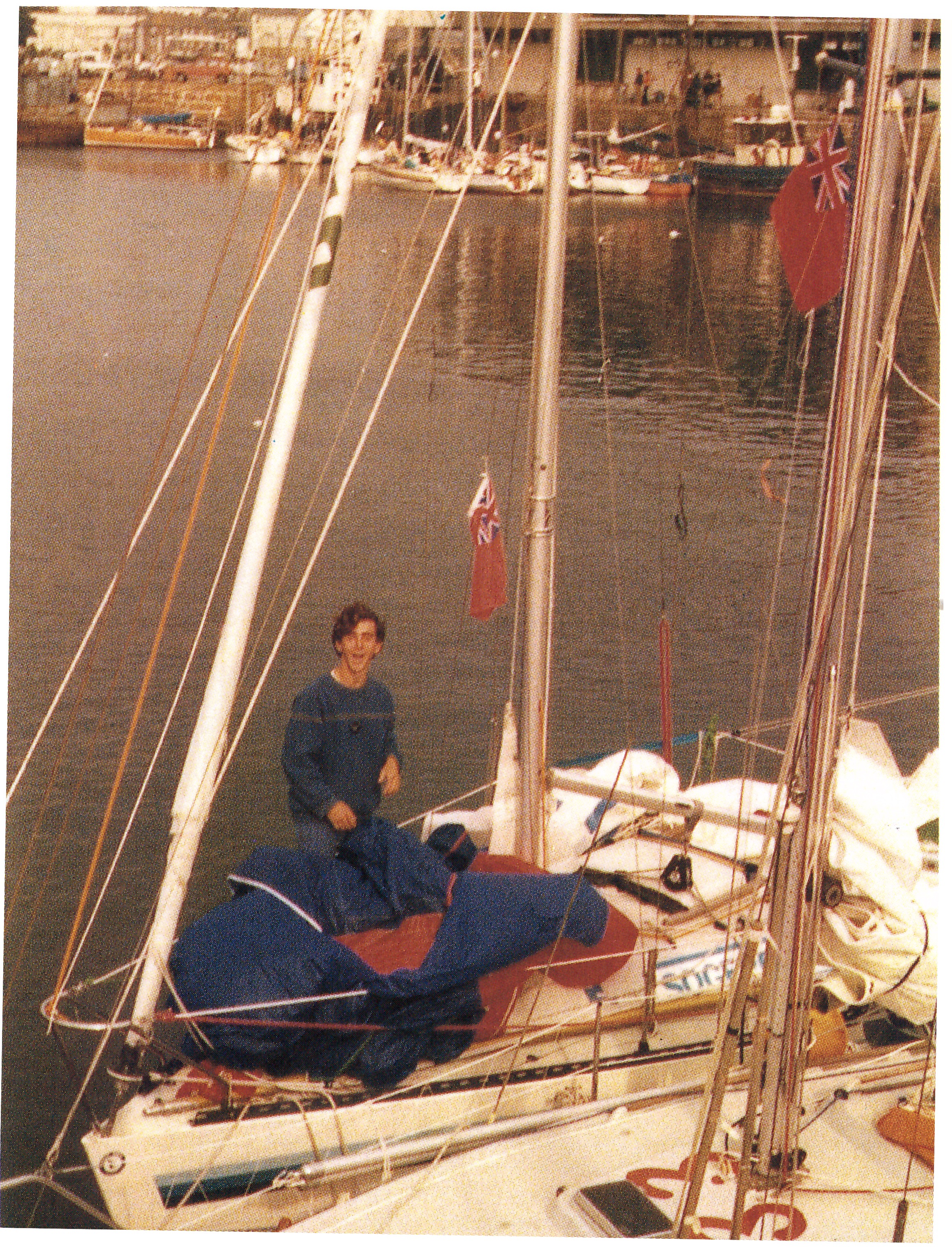 1979, Mini Transat dans le port de Penzance GBR