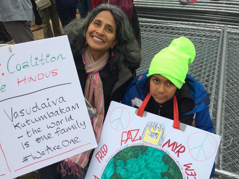 At the women’s march in DC with my son Satya, Jan 21, 2017