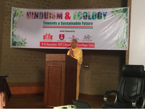 His Holiness Radhanath Swami launches the Hinduism and Ecology conference with deep prayer and profound words of wisdom and encouragement.