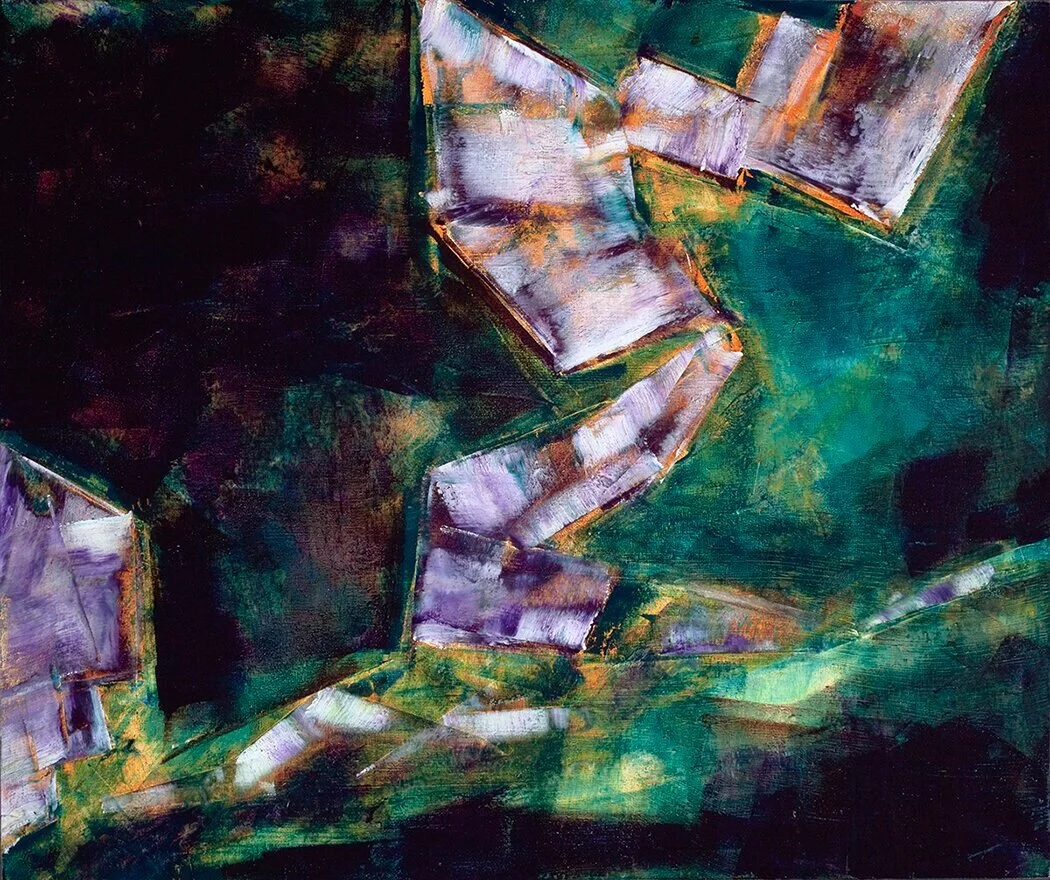 Twilight, oil and cold wax mixed media on cradled panel, 20x224