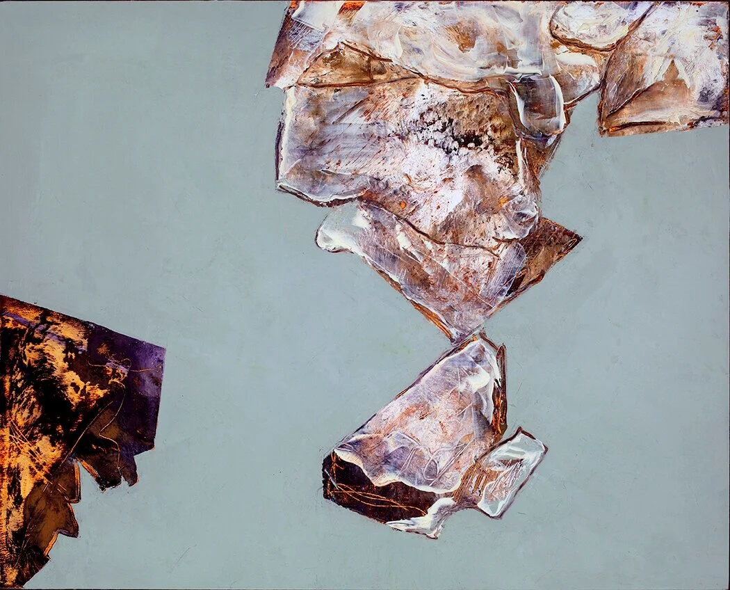 Balancing Act, oil and cold wax mixed media on cradled panel, 16x20