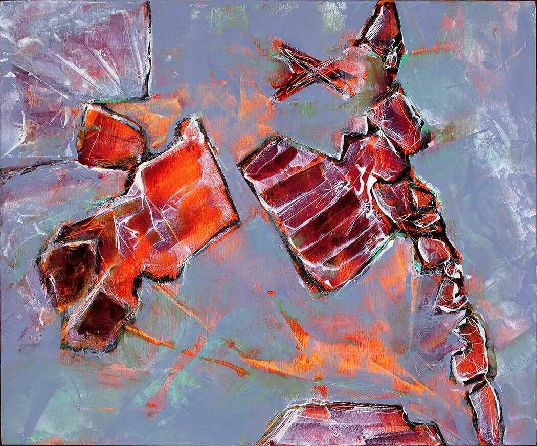 New Growth, oil and cold wax mixed media on cradled panel, 20x24