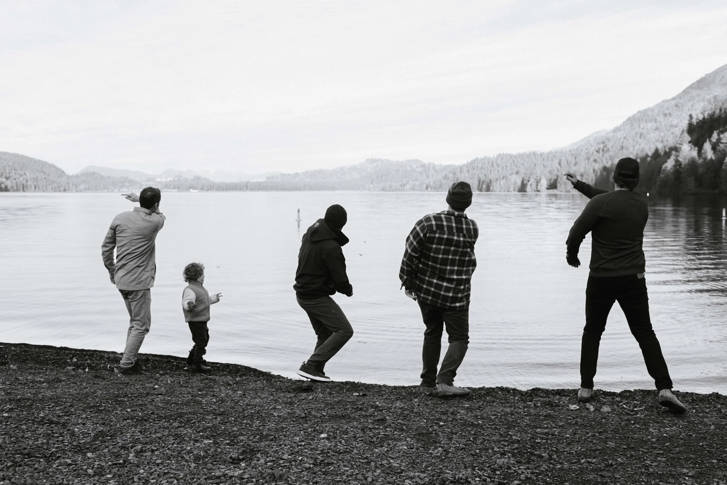 Generations of extended family skip rocks cultus lake